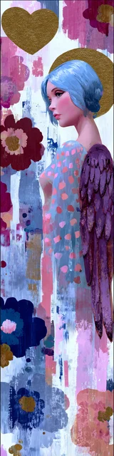 Free angel bookmark featuring pondering angel